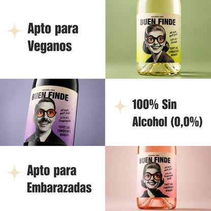 Vino Sin Alcohol 0,0% | Pack 6 Botellas X 750 Ml 2x Blanco Verdejo + 2x Rosado Tempranillo + 2x Tinto Tempranillo_1