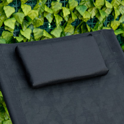 Outsunny Tumbona De Jardín Con Reposacabezas Y Reposapiés 160x59,5x83 Cm Negro_5