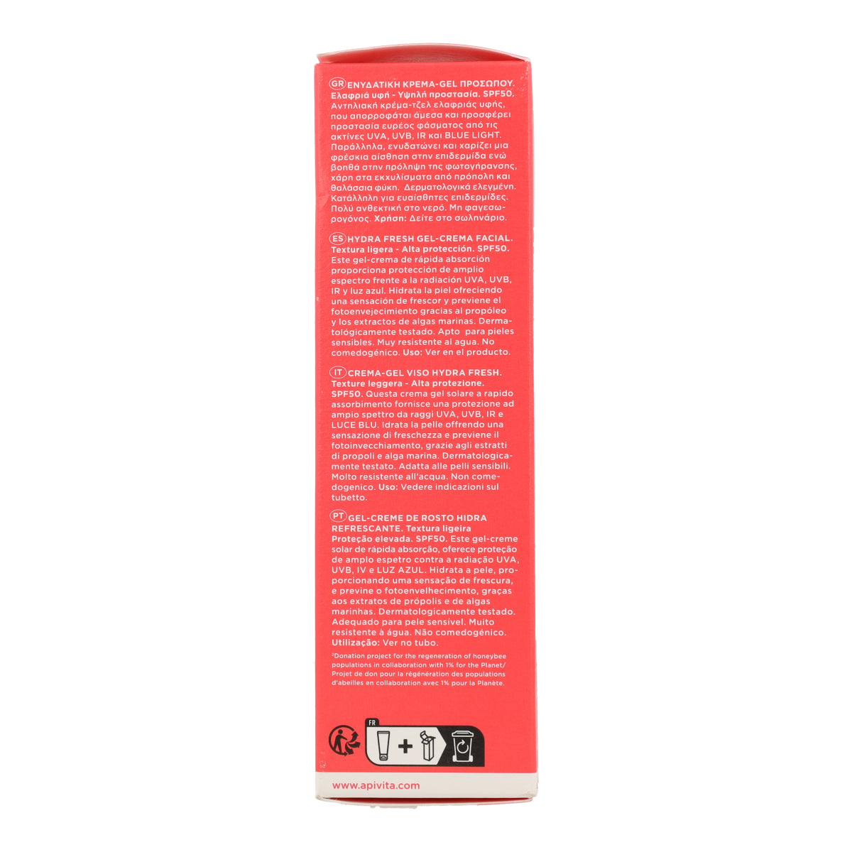 Gel Creme Solar Hydra Fresh FPS50 Apivita 50ml