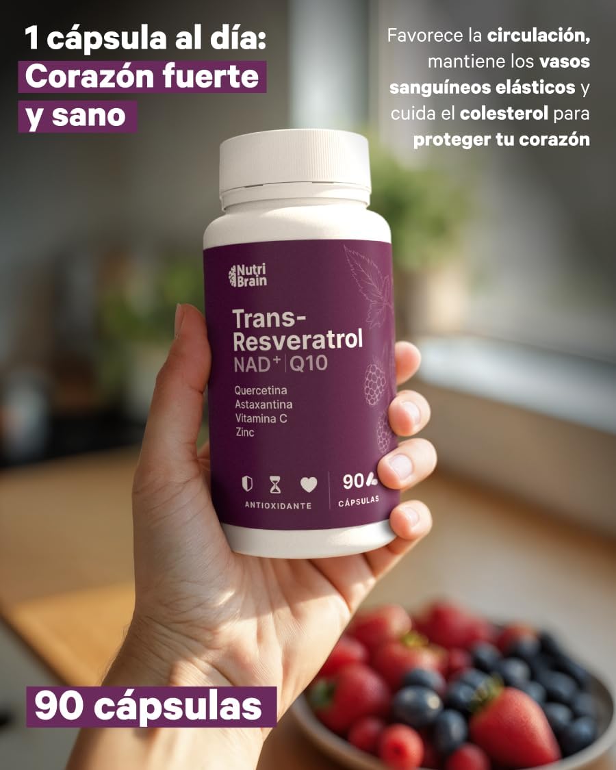 Antioxidante Resveratrol Nad Q10 Astaxantina Nutribrain 90 Cápsulas_4