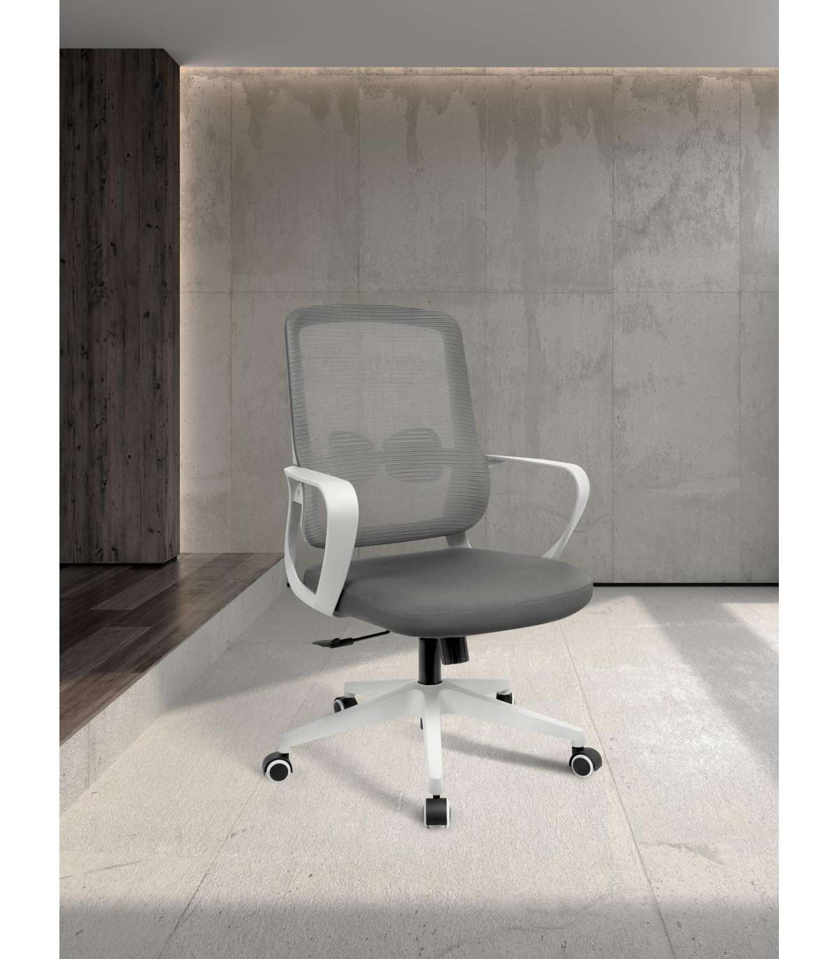 Silla Despacho Giratoria Elevable Acabado Gris/blanco, 66m(ancho) 97/105cm(altura) 61cm(fo_1
