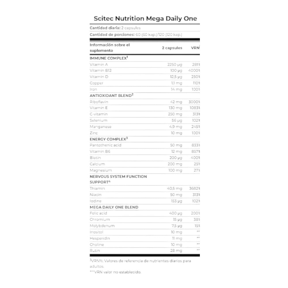 Mega Daily One - 120 Cápsulas - Complejos Multivitaminicos - Scitec Nutrition_1