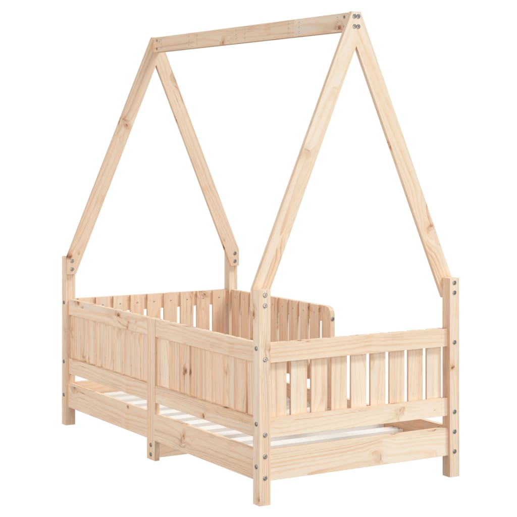 Estructura De Cama Para Niños Madera Maciza De Pino 70x140 Cm / Vetonek_5