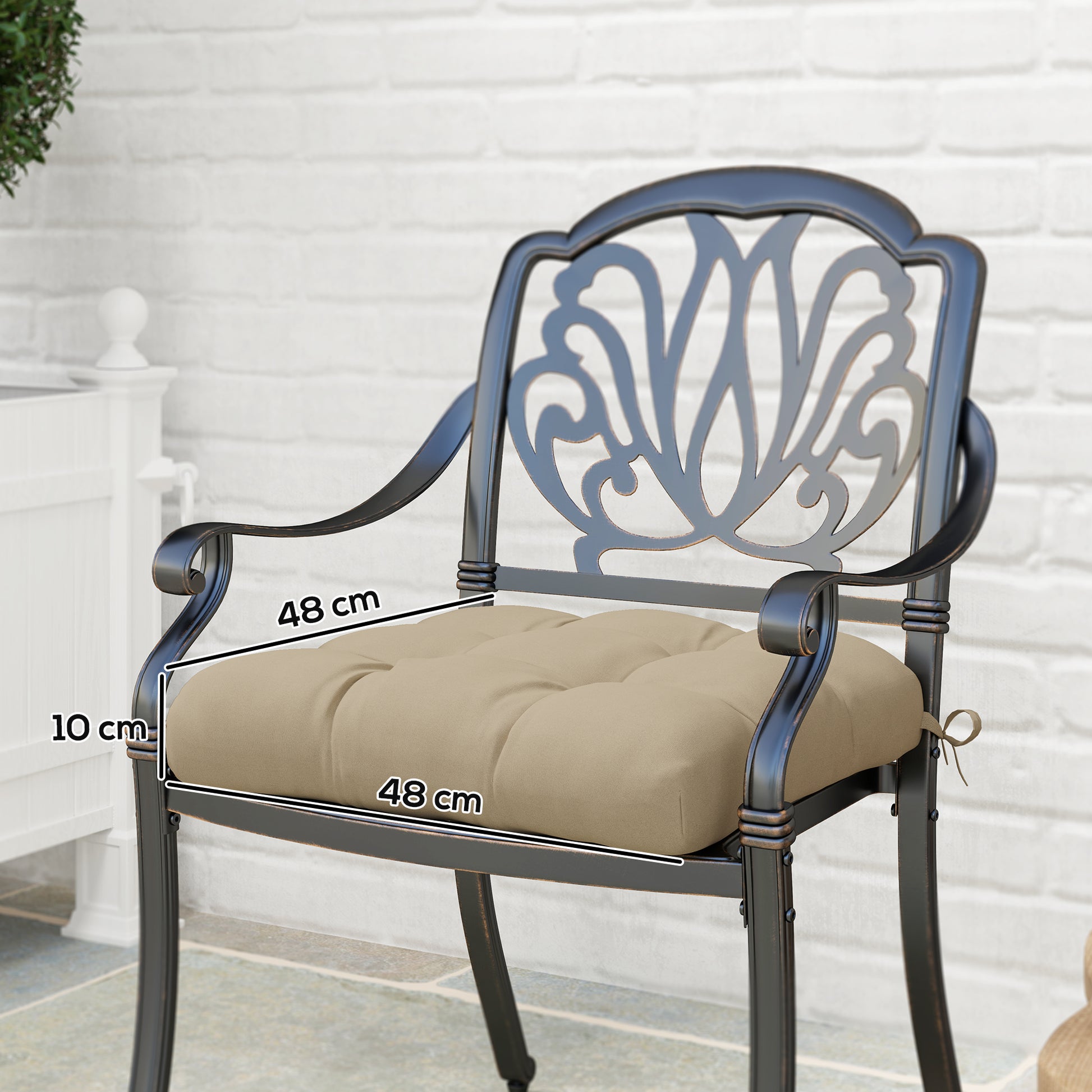 Outsunny Conjunto De Cojines Para Sillas De Comedor 48x48x10 Cm Caqui_2