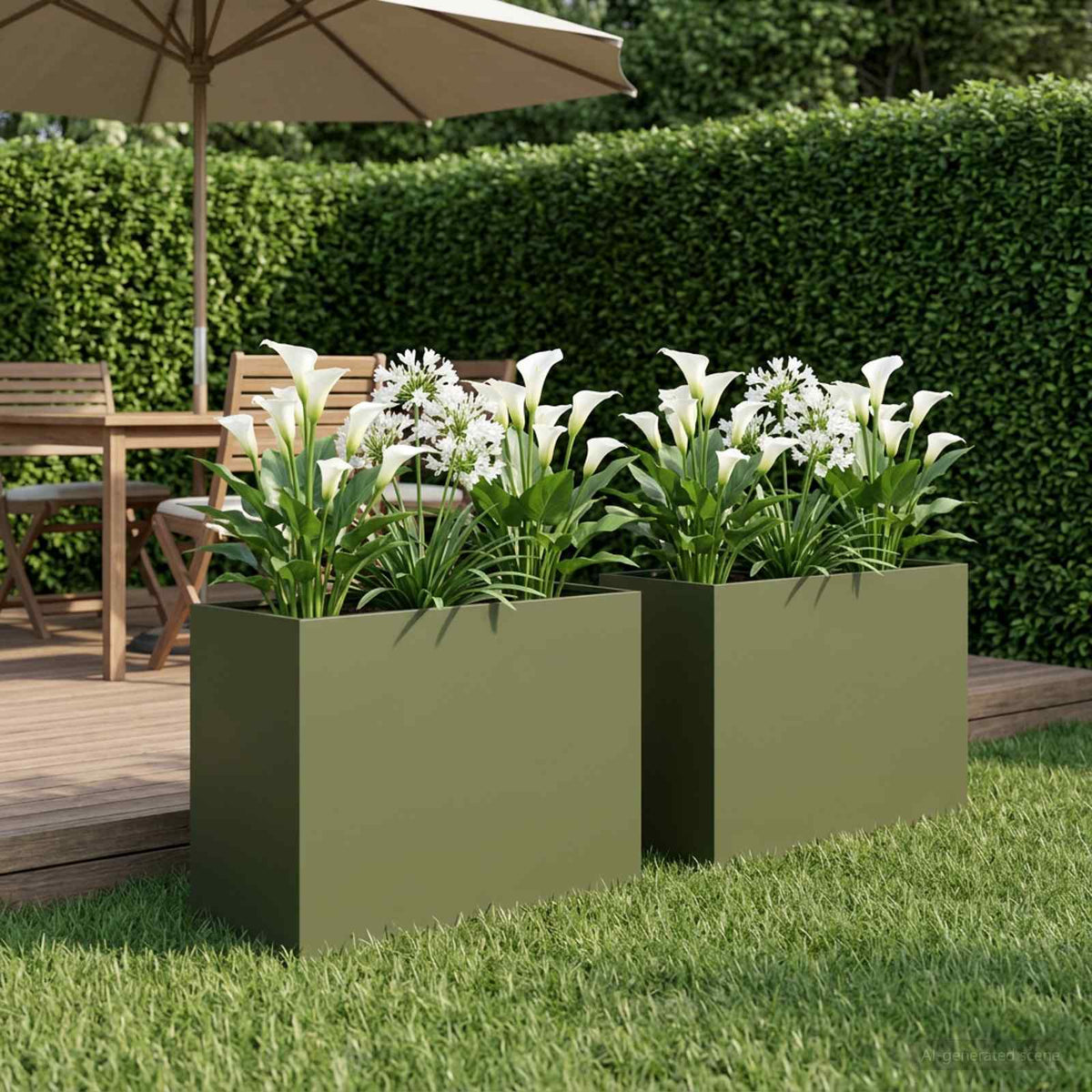 Macetero De Jardín 2 Uds. Verde Oliva 60 X 30 X 40 Cm_1
