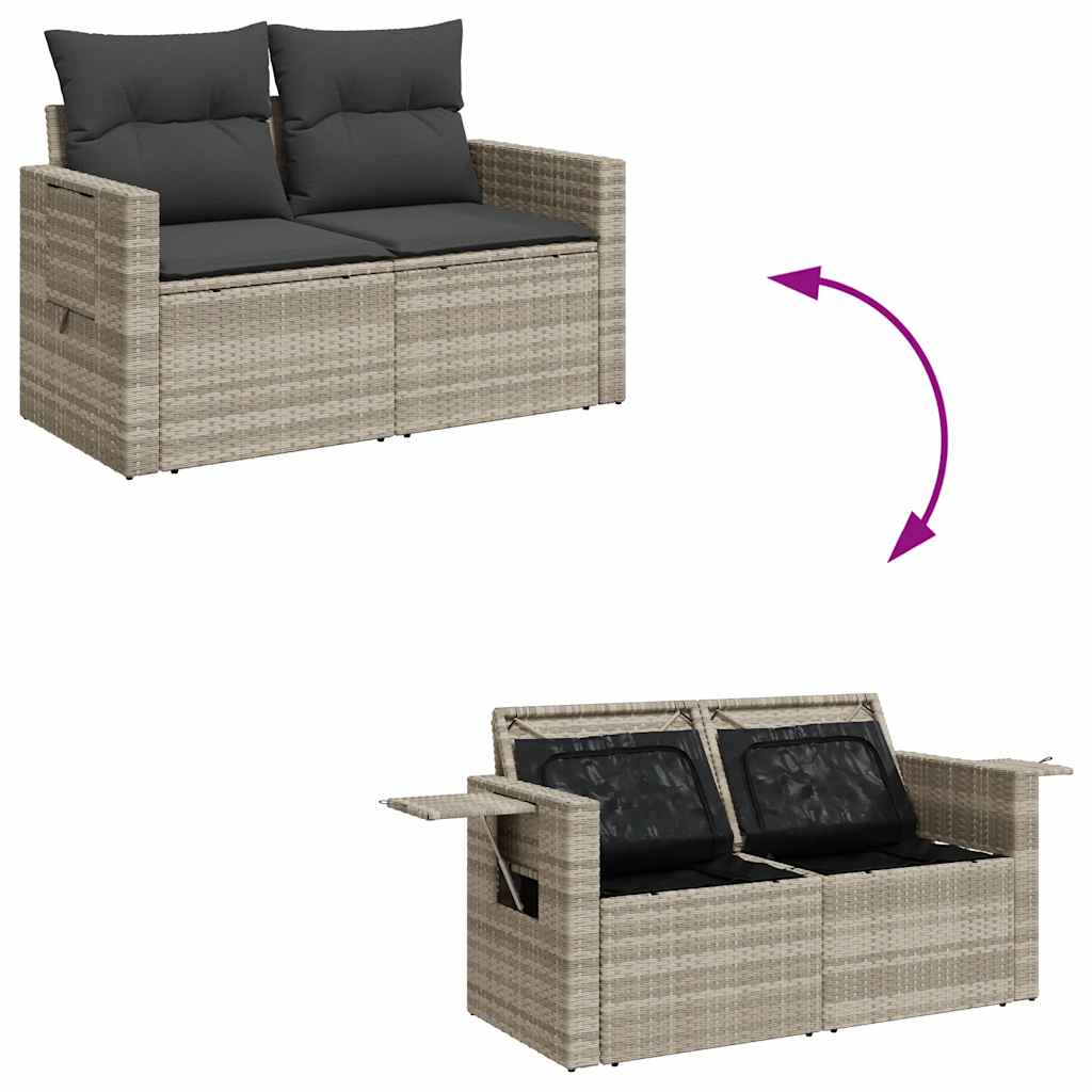 Set De Sofás De Jardín 11 Pzas Y Cojines Ratán Sintético Gris / Vetonek_5