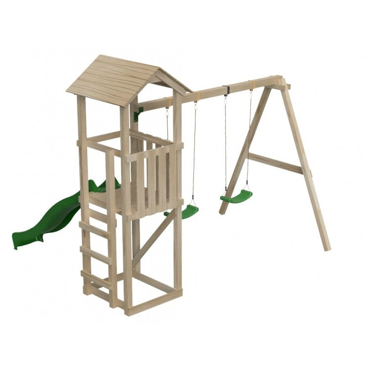 Parque Infantil Masgames Carlit L Techo De Madera Basica Con Columpio Doble._0