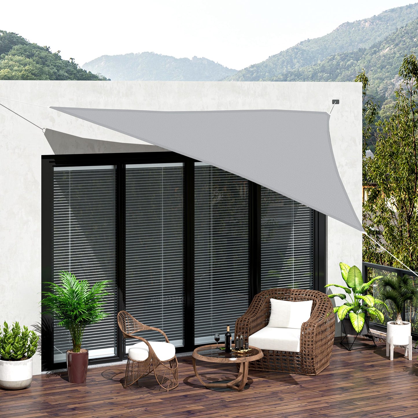 Outsunny Toldo Vela Triangular 3x3x3m Vela Sombra Para Terraza Jardín Camping_1