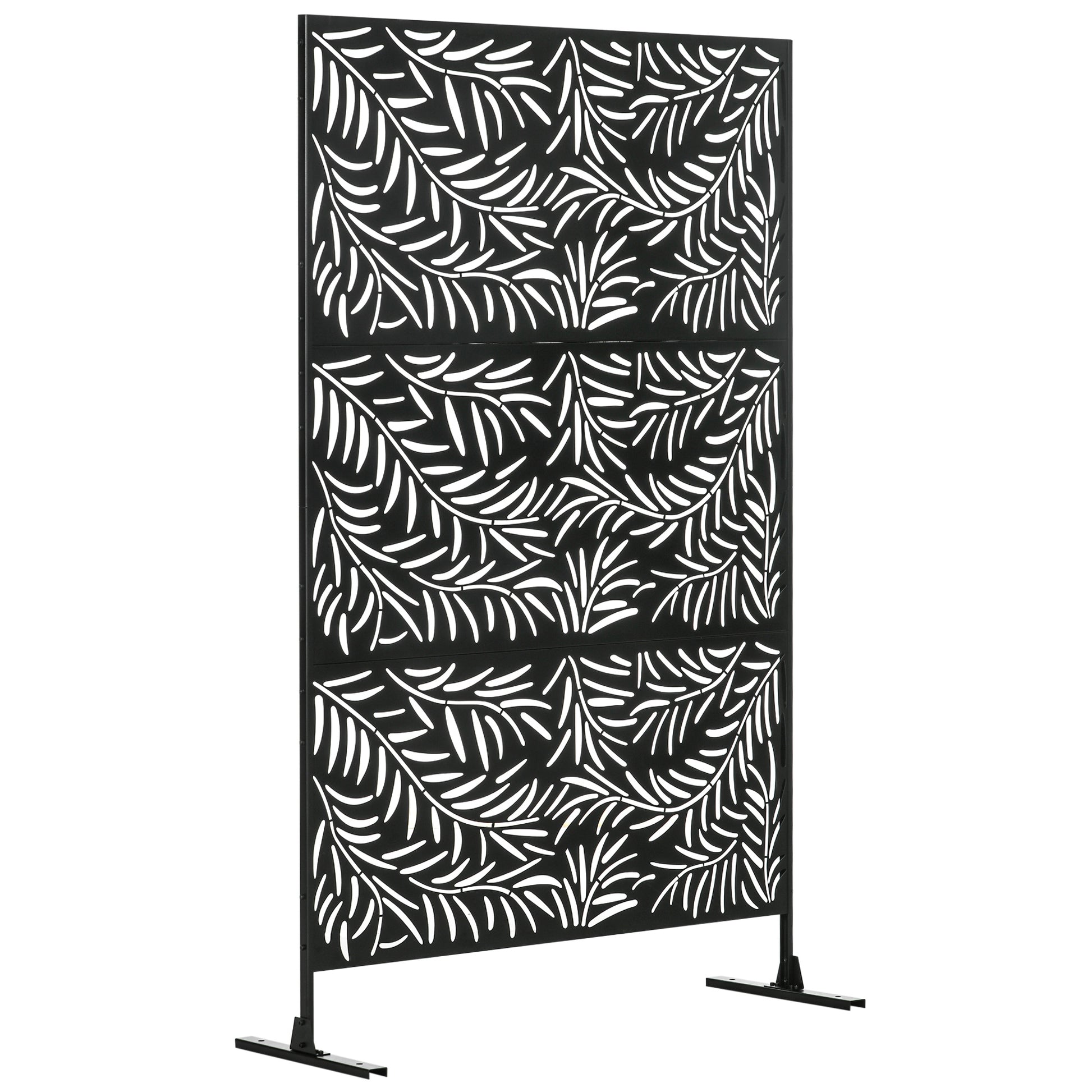 Outsunny Biombo Para Exterior De 3 Piezas Con Diseño De Hoja De Mimbre Negro_0
