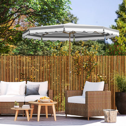 Outsunny Sombrilla Terraza Exterior Ø268 Cm Con Ángulo Inclinable Gris Y Blanco_4