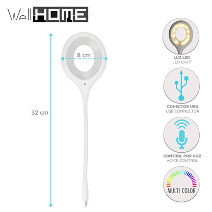 Well Home Lámpara Con Control Por Voz Color Blanco H.32cm_1