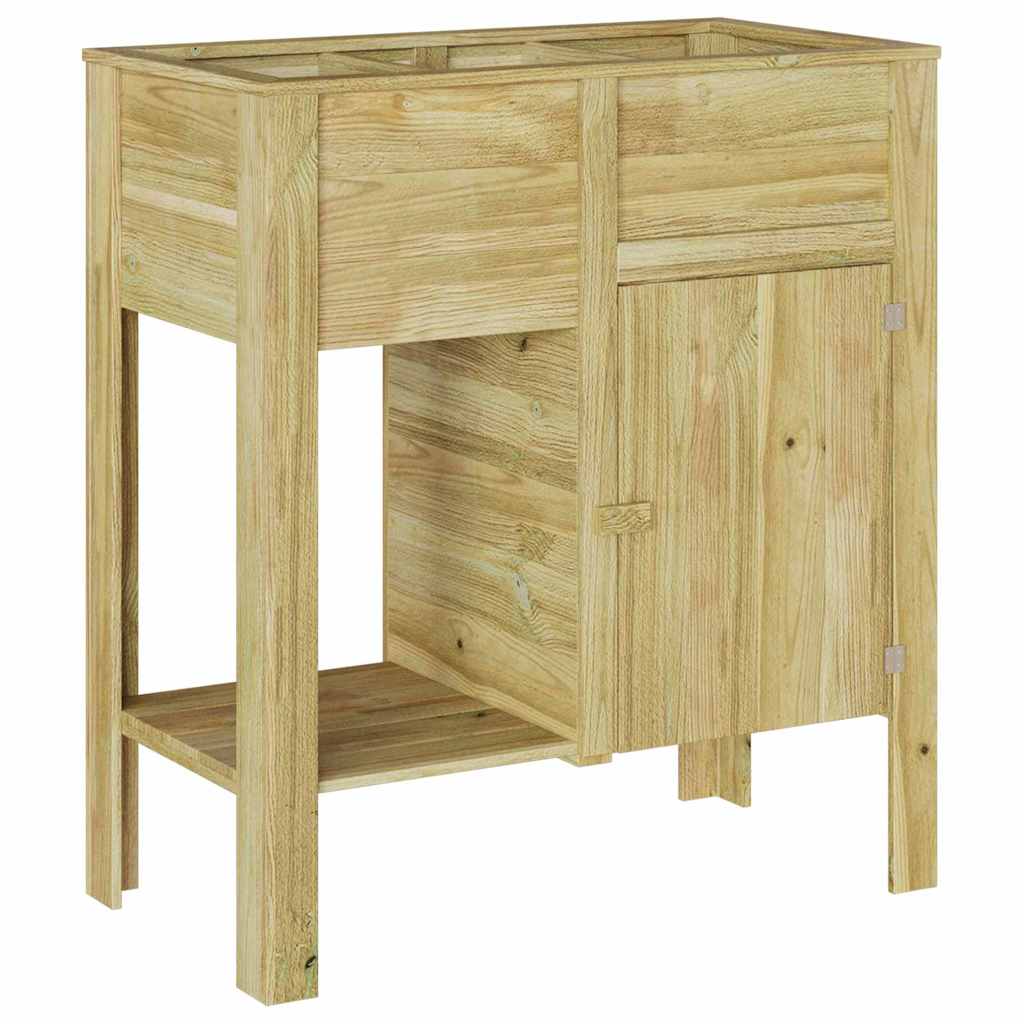 Macetero Alto Marrón Madera De Pino Impregnada_0
