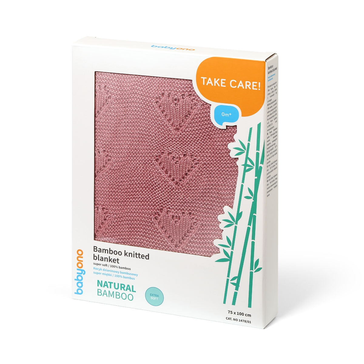 Manta Natural Para Bebé Corazones 100% Bambú Rosa_1