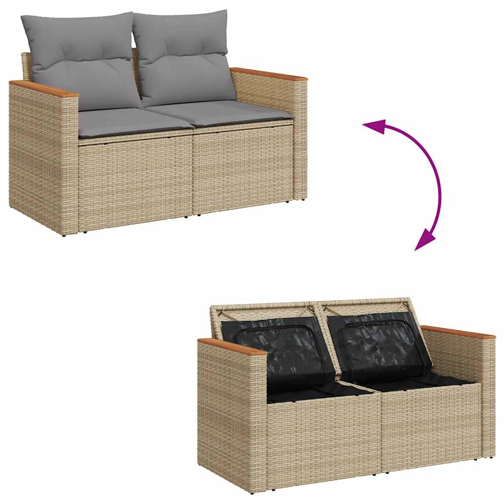 Set Sofás Jardín Y Cojines 8 Pzas Ratán Sintético Acacia Beige / Vetonek_4