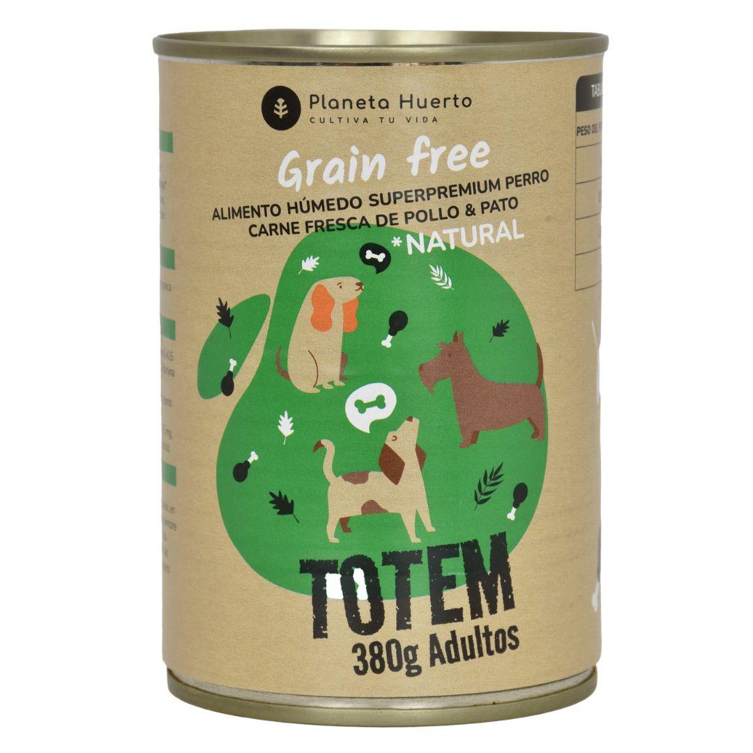 Ração húmida superpremium sem cereais para cães, frango e pato, 380g Planeta Huerto