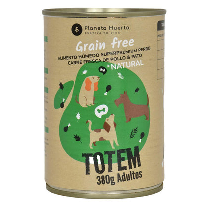 Ração húmida superpremium sem cereais para cães, frango e pato, 380g Planeta Huerto