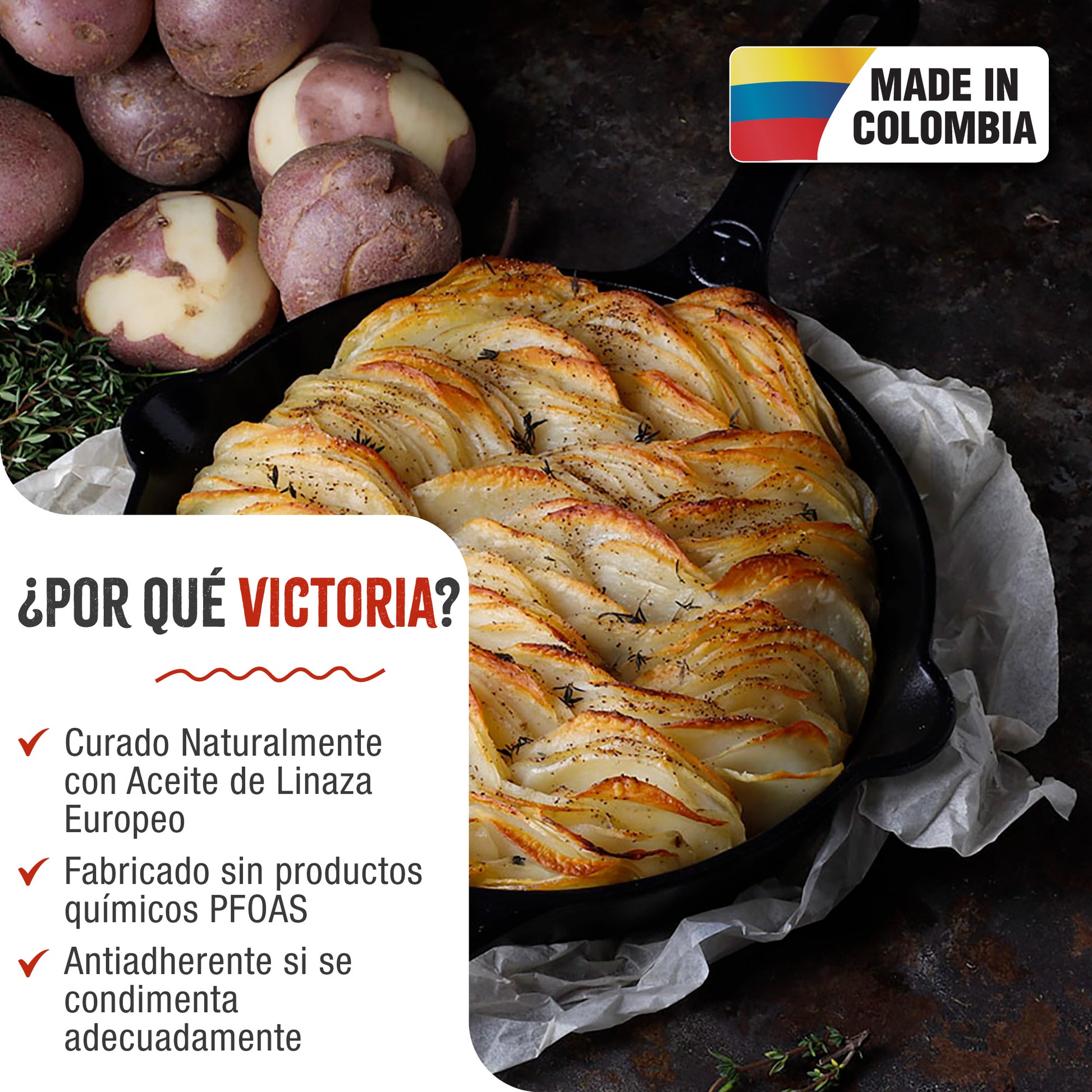 Victoria Sartén Hierro Fundido Curado Inducción 30cm, Apta Fuego, Barbacoa, Horno Cast Iron Skillet, 36706, Negro_1