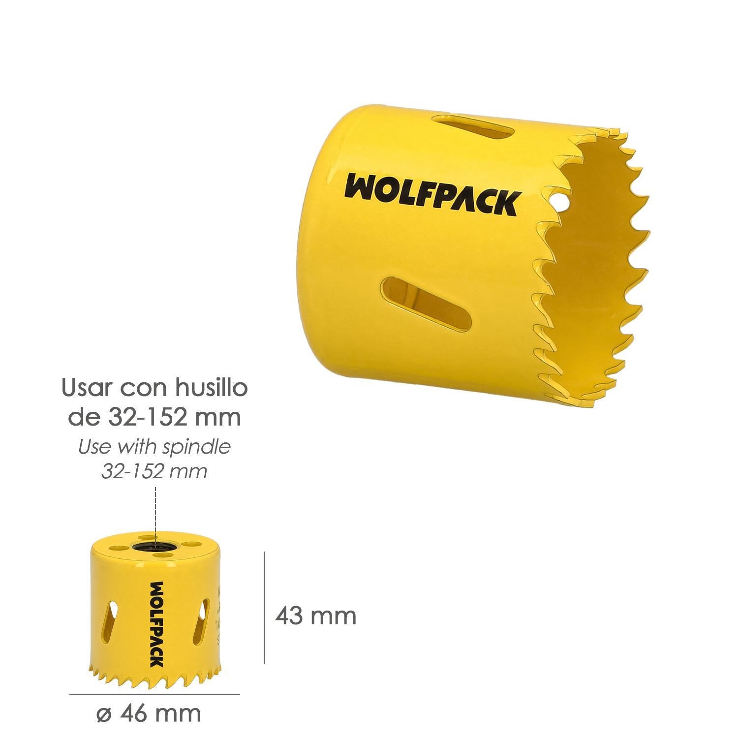 Corona Sierra Bimetal Ø 46 Mm. Templado Termico, Base Reforzada. Corona Madera, Broca Agujeros Madera, Acero, Hierro, Plasticos