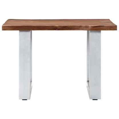 Mesa De Centro Borde Natural Madera Maciza Acacia 60x60x40 Cm_0