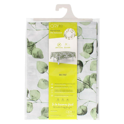 Mantel Hule Rectangular Hojas Verdes Impermeable Antimanchas Pvc 140x250 Cm.  Recortable Uso Interior Y Exterior_2
