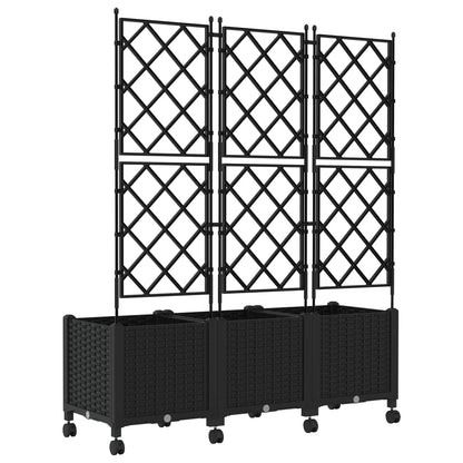 Jardinera Con Enrejado Y Ruedas 3 Uds. Negro 120 X 40 X 149 Cm_3