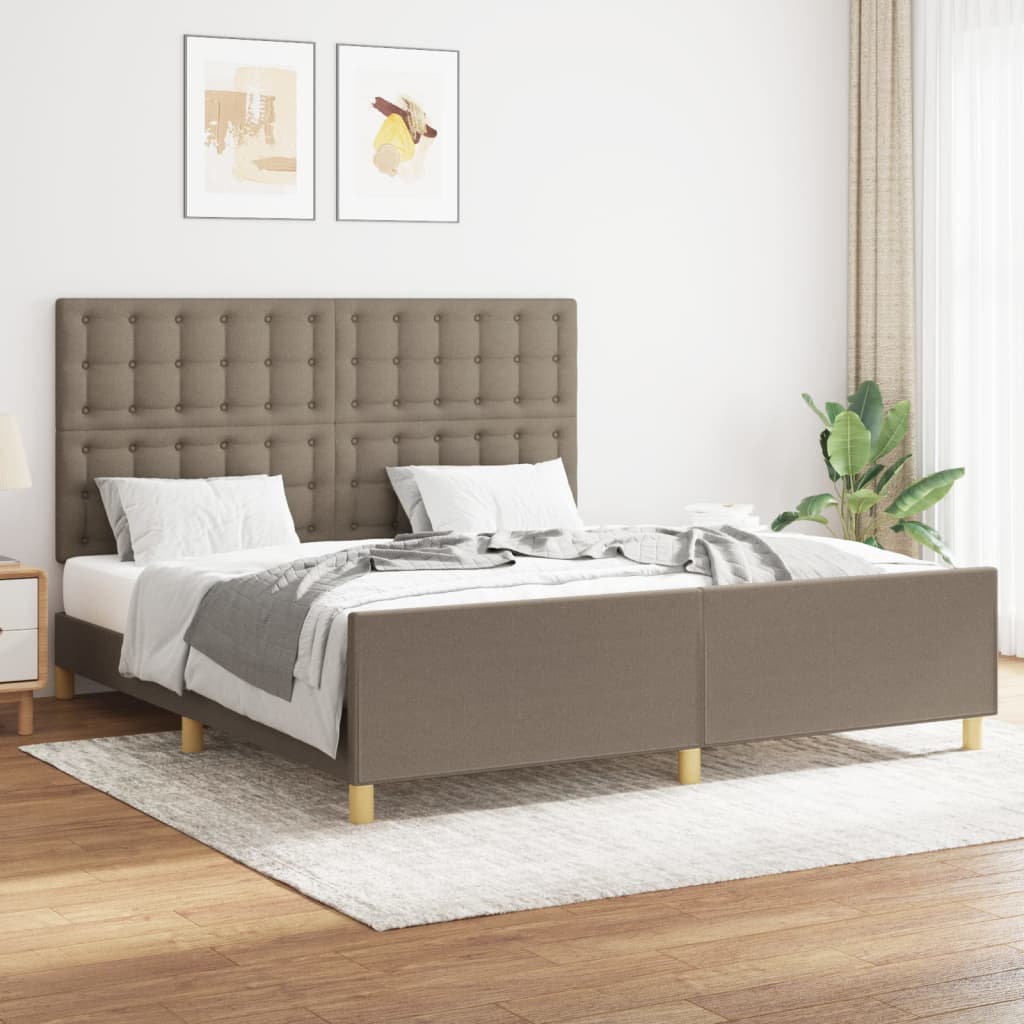 Estructura De Cama Con Cabecero De Tela Gris Taupe 160x200 Cm / Vetonek_3