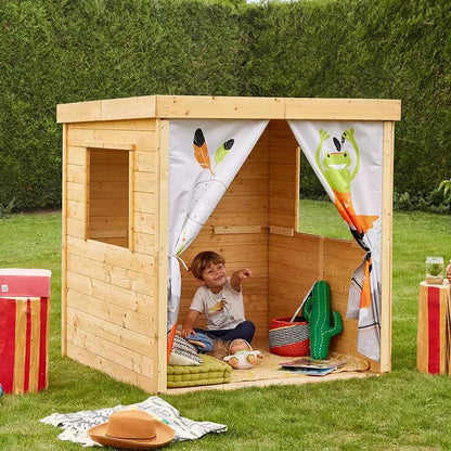 Casa de brincar infantil de madeira Soulet indiana com cortina