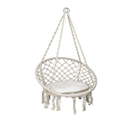 Silla / Balancin Colgante En Algodon Beige Con Cojin Incluido. Ideal Para Jardines, Terrazas, Balcones_0