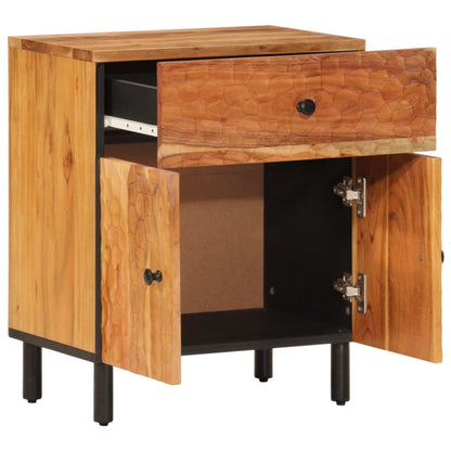 Mesita De Noche Madera Maciza De Acacia 50x33x60 Cm_2