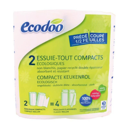 Papel de Cozinha Compacto Ecodoo 100% Fibra Reciclada 2 Unidades