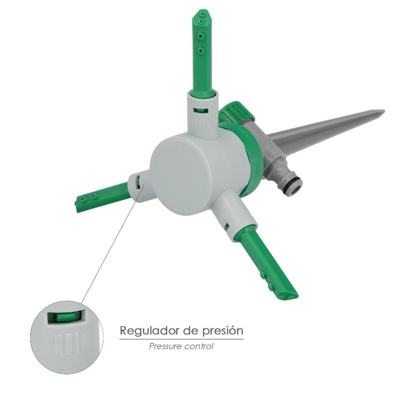 Aspersor Plástico 3 Brazos Con Pincho Con Regulador De Presión._2