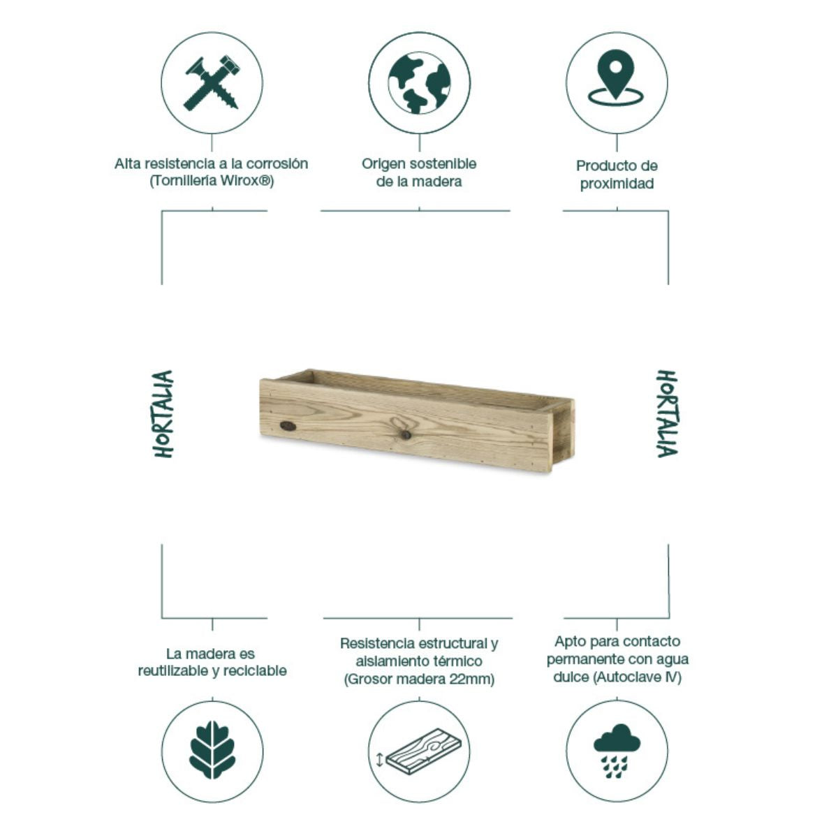 Linha Hortalia Suporte para Floreira 70 x 16,4 x 12 cm