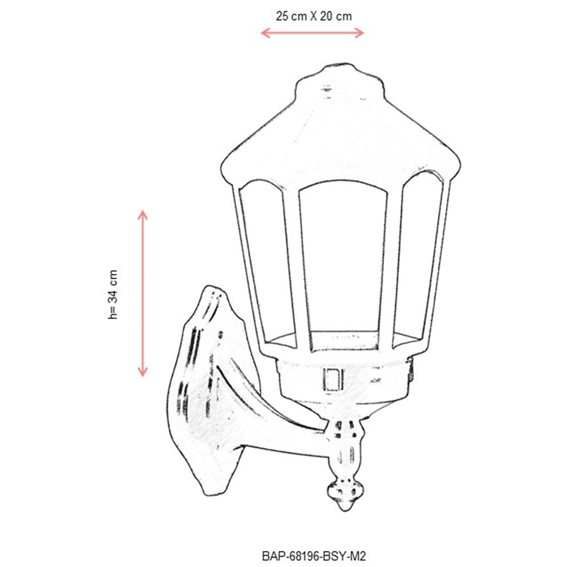Aplique De Pared Para Exterior, Abs , Negro, 25x20x43, Casquillo E 27 Max 60 W