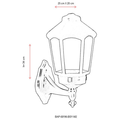 Aplique De Pared Para Exterior, Abs , Negro, 25x20x43, Casquillo E 27 Max 60 W