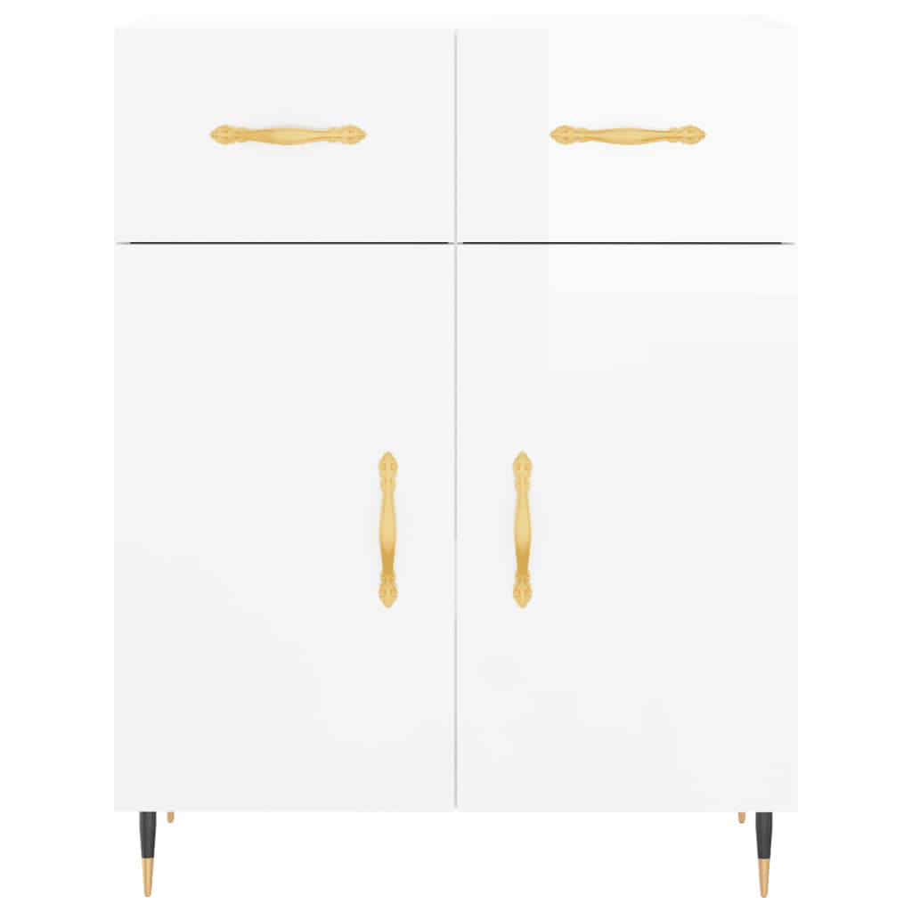 Aparador Alto Madera Contrachapada Blanco Brillo 69,5x34x180 Cm_4
