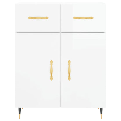 Aparador Alto Madera Contrachapada Blanco Brillo 69,5x34x180 Cm_4