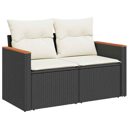 Set Sofás Jardín Y Cojines 7 Pzas Ratán Sintético Acacia Negro / Vetonek_0