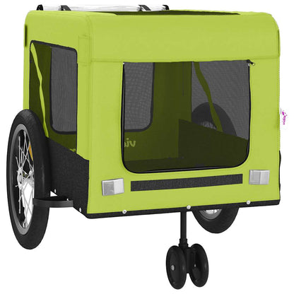 Remolque De Bicicleta Mascotas Hierro Tela Oxford Verde Negro_5