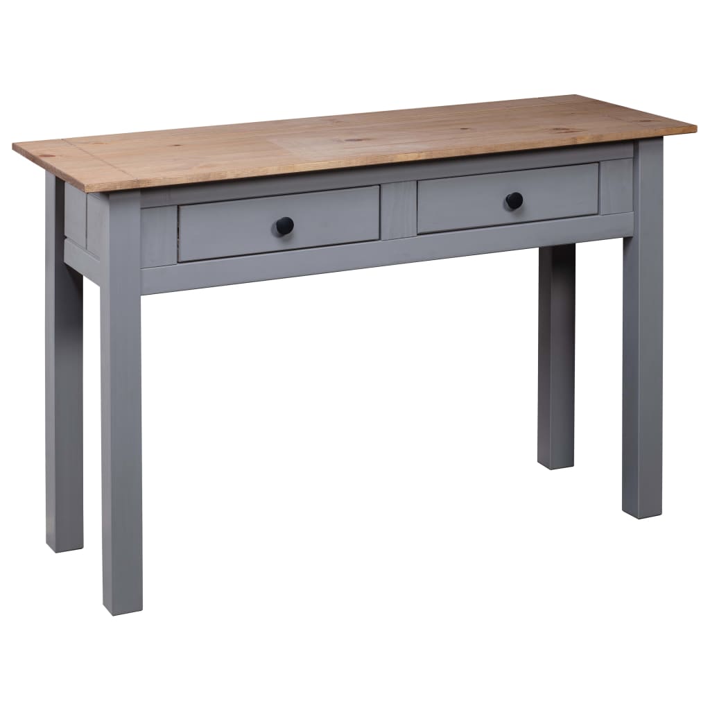 Mesa Consola Madera Maciza Pino Estilo Panamá Gris 110x40x72 Cm_2