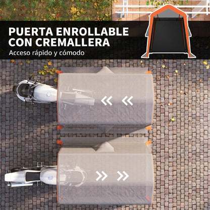 Outsunny Carpa Garaje Portátil 2,4x1,8 M Para Coche Con Puerta Y Ventana Gris_5