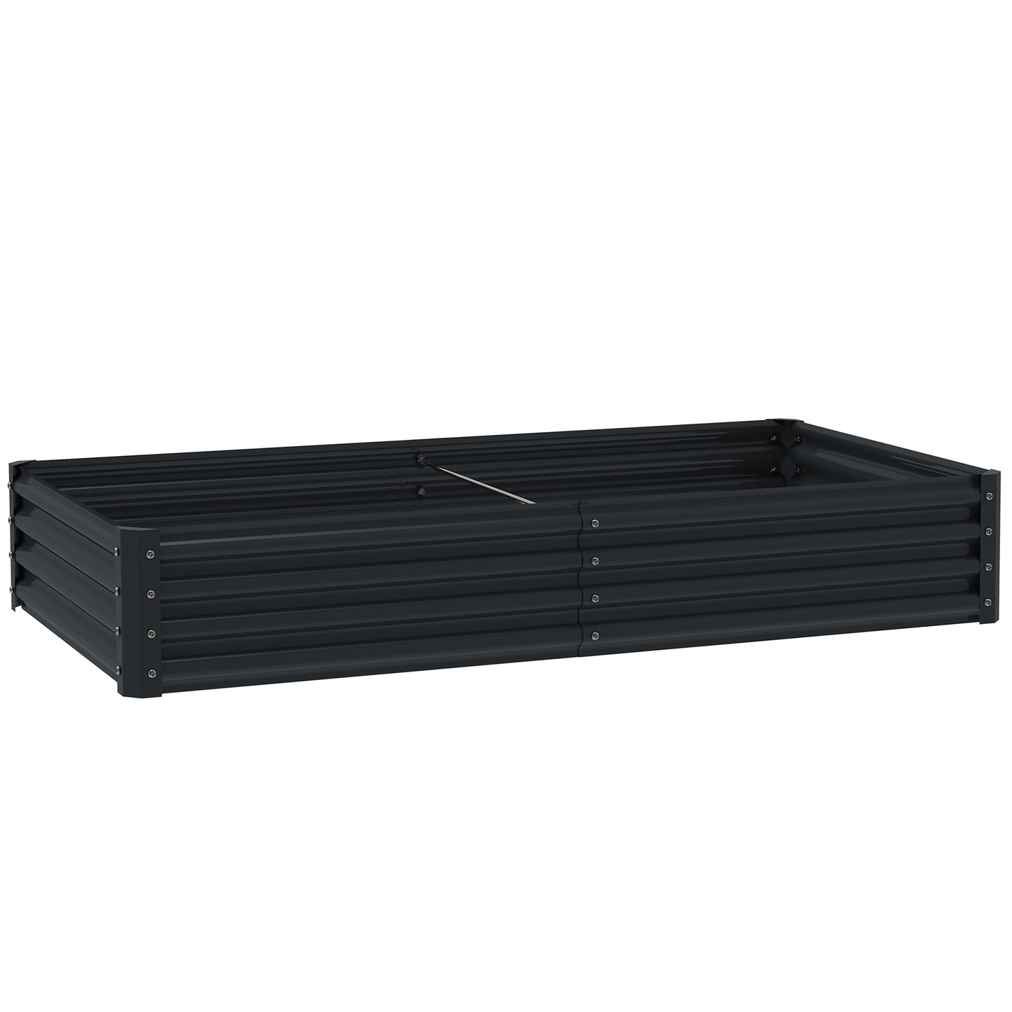 Outsunny Jardinera Elevada De Acero Galvanizado 180x90x30 Cm Gris Oscuro_0