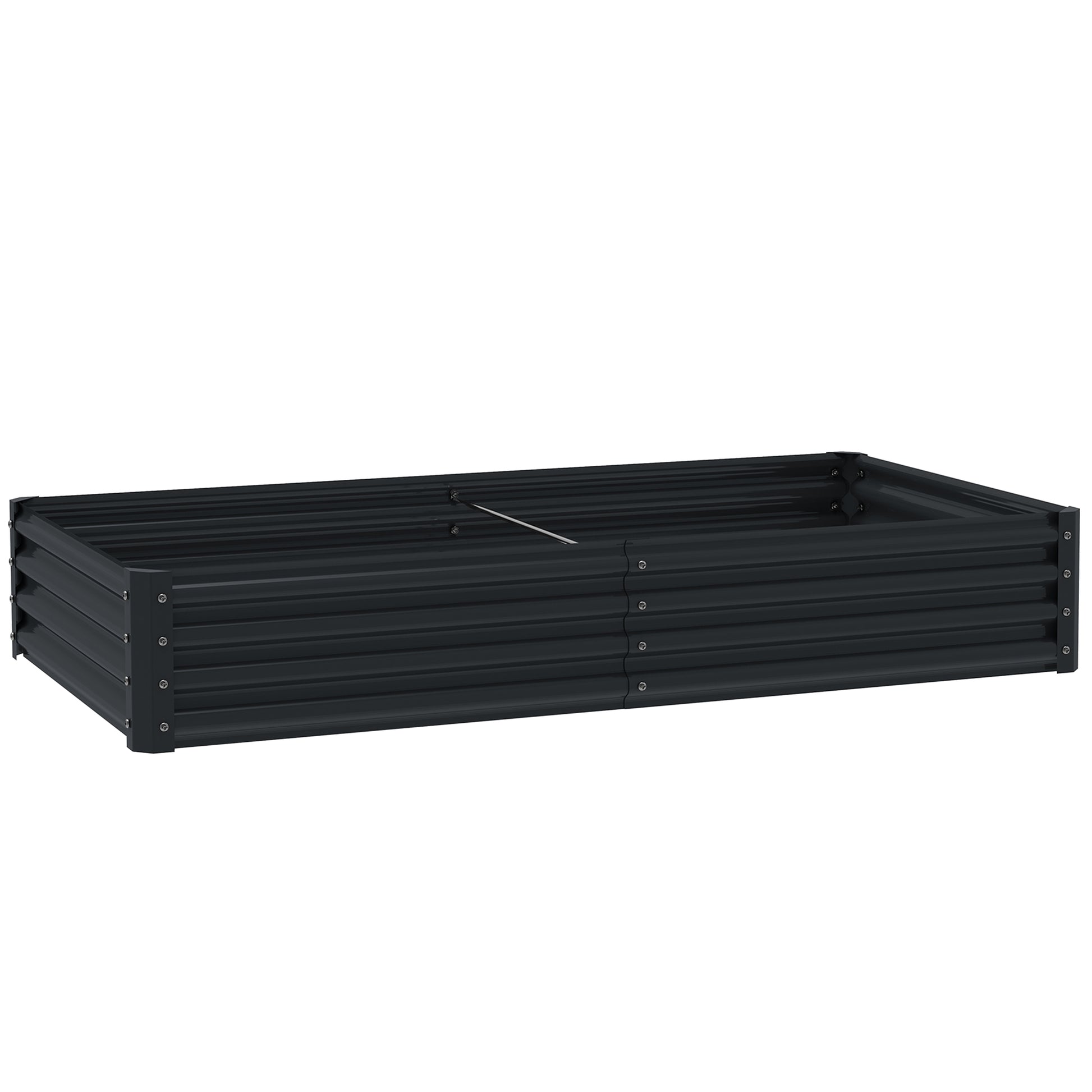 Outsunny Jardinera Elevada De Acero Galvanizado 180x90x30 Cm Gris Oscuro_0