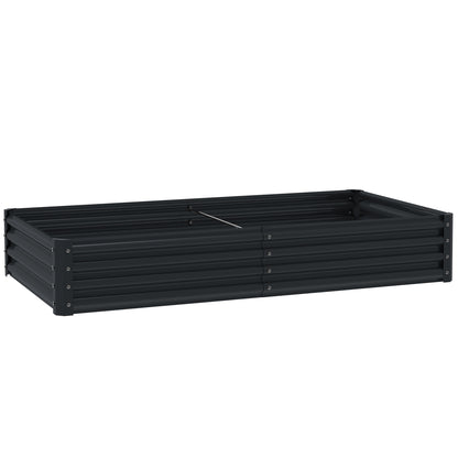 Outsunny Jardinera Elevada De Acero Galvanizado 180x90x30 Cm Gris Oscuro_0