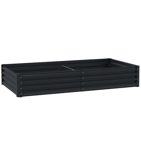 Outsunny Jardinera Elevada De Acero Galvanizado 180x90x30 Cm Gris Oscuro_0