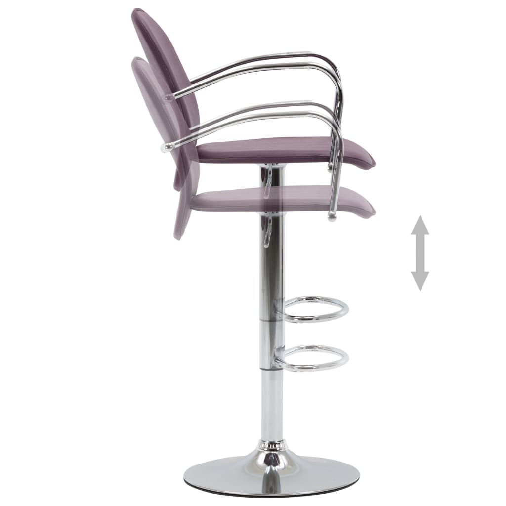Taburetes Cocina Con Reposabrazos 2 Uds Cuero Sintético Morado_4