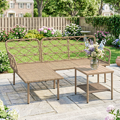 Outsunny Conjunto De Jardín De Ratán Sintético De 3 Piezas Natural Y Crema_3