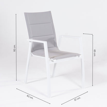 Sillón De Terraza, Acolchado Y Apilable, Aluminio Y Textilene, Color Blanco, 57x69x94 Cm_4