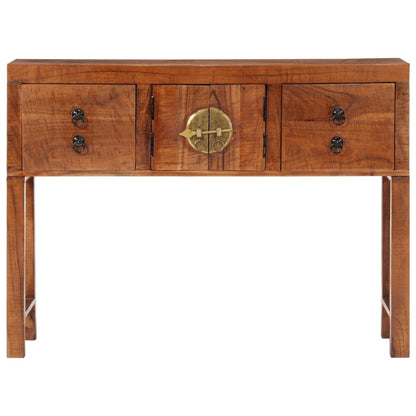 Mesa Consola Madera Maciza De Acacia Rugosa 120x32x80 Cm_2