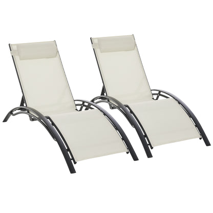 Outsunny Conjunto De 2 Tumbonas De Jardín De Aluminio 171x64x82 Cm Beige_0
