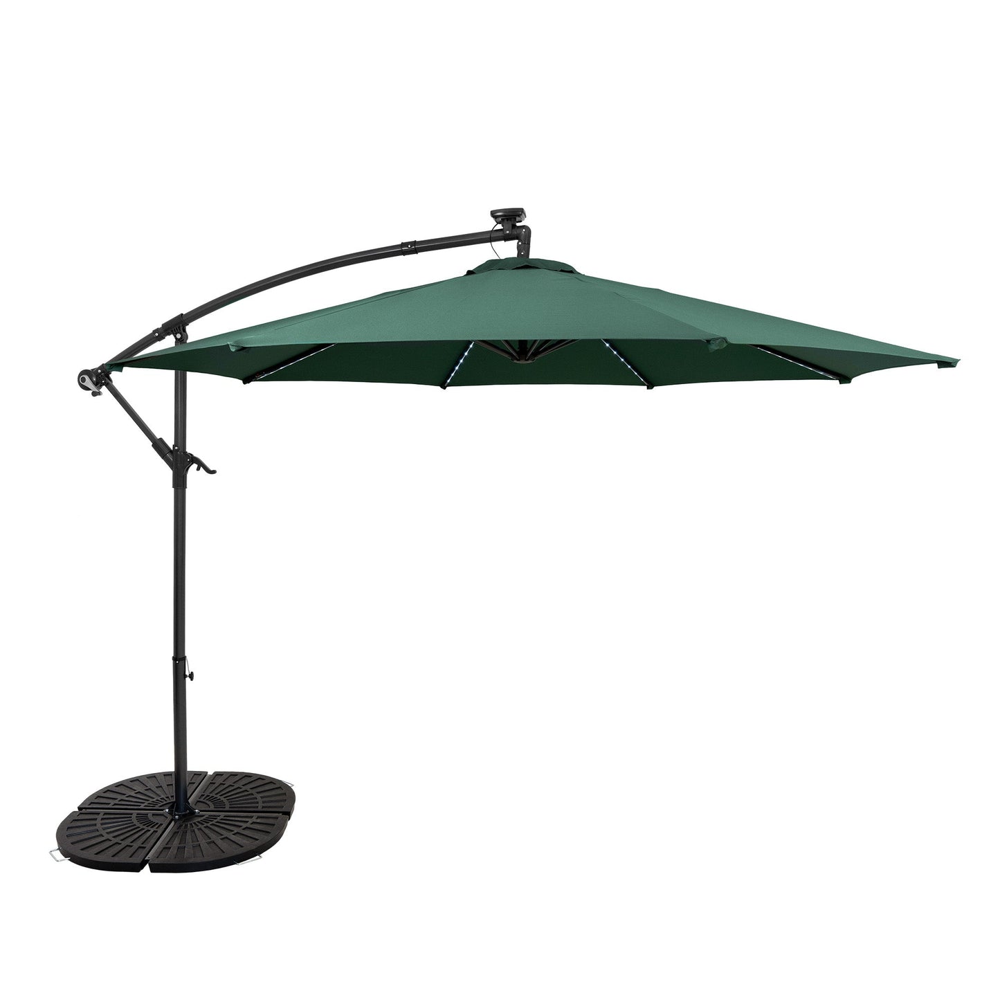 Parasol Excéntrico Led De 3 M Con Base De Abanico Completo – Verde_0